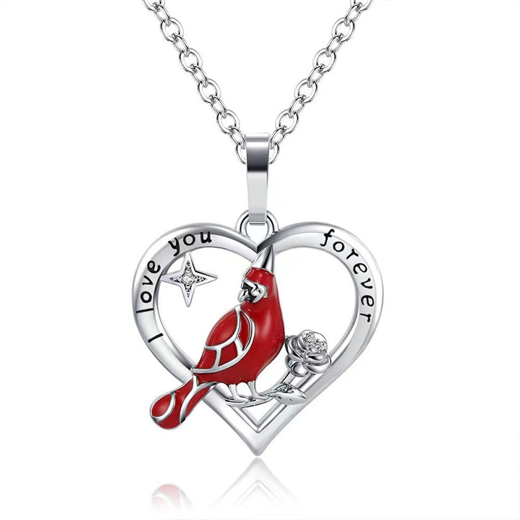 Free Creative Heart Shaped Cardinal Pendant Necklace, Exquisite Party Commemorative Accessory Gift Jewelry Anniversary Party Gifts, Valentine's Day Gift