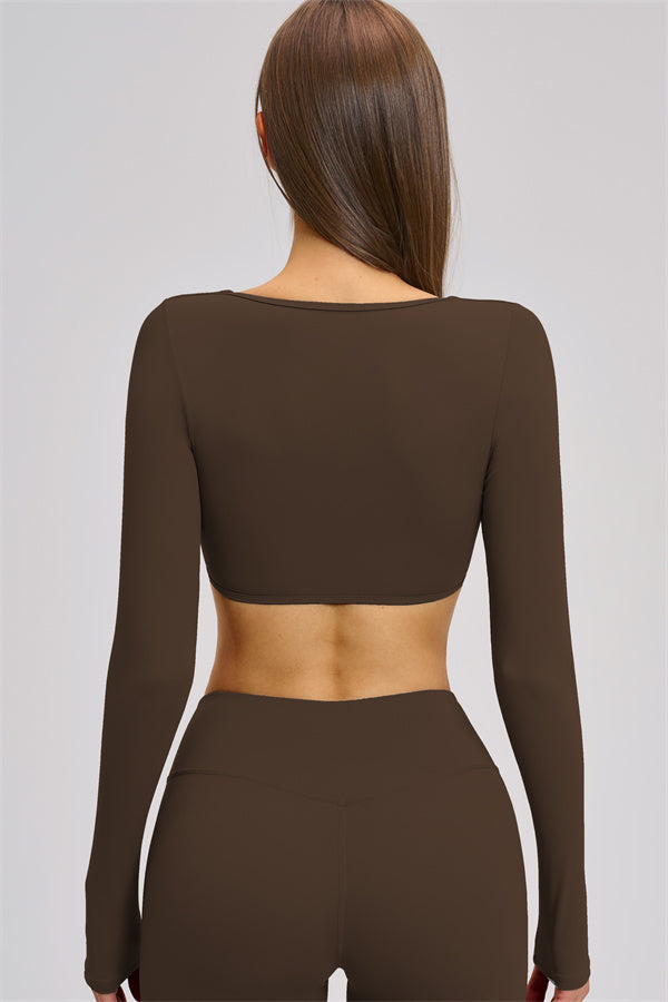 The Zestful Long Sleeve Crop Top Leggings 2-Piece Set