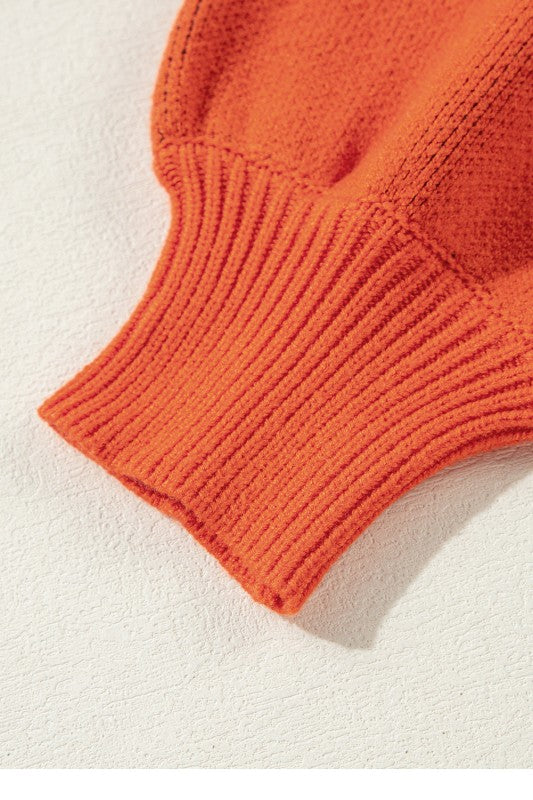 Halloween Pumpkin Face Drop Shoulder Sweater