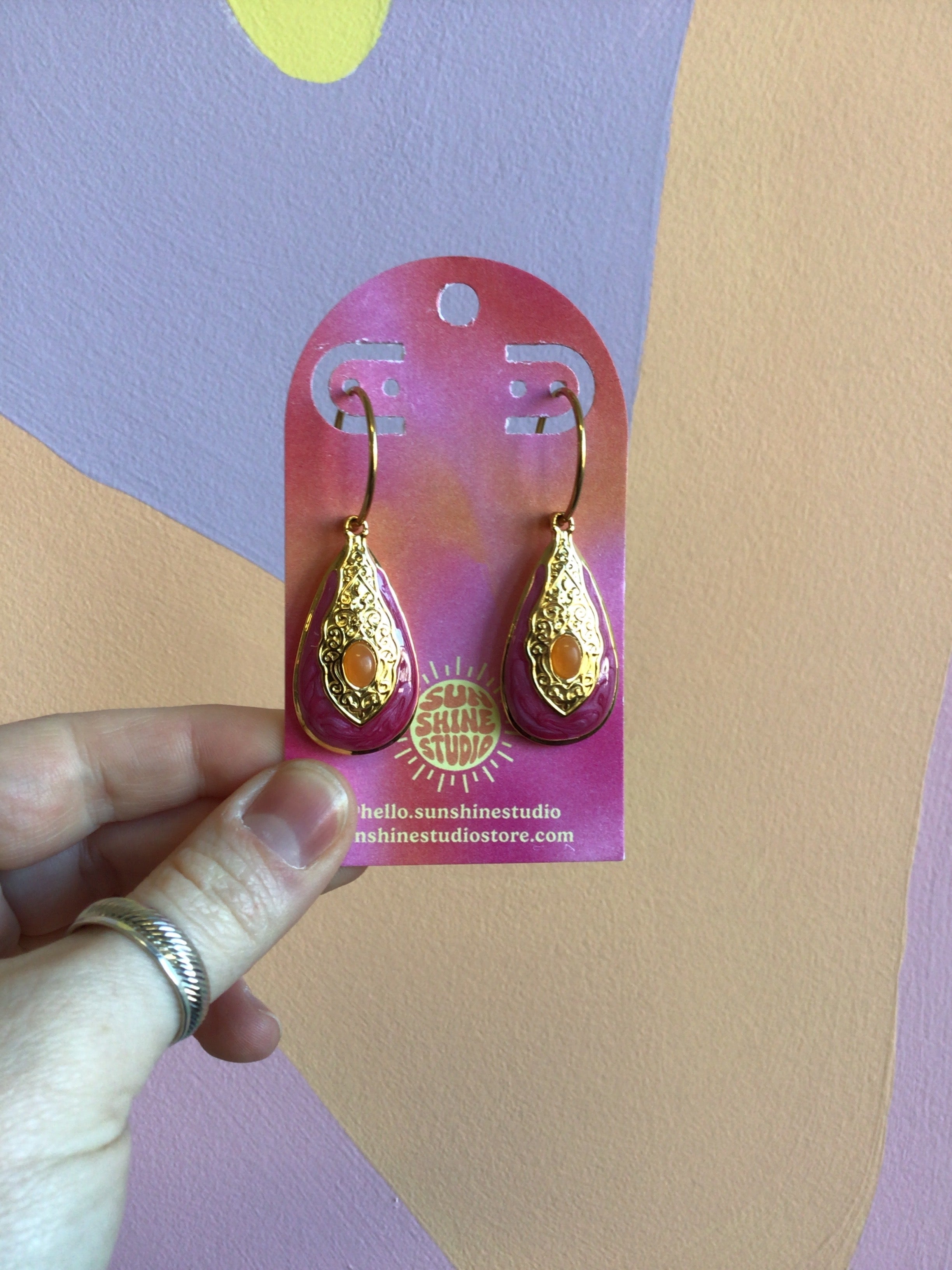 Watermelon Sunset Titanium Hoops