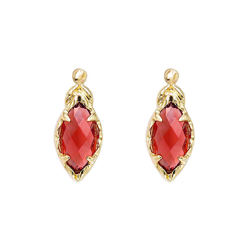 S925 Silver Plated 14K Gold Garnet Earrings