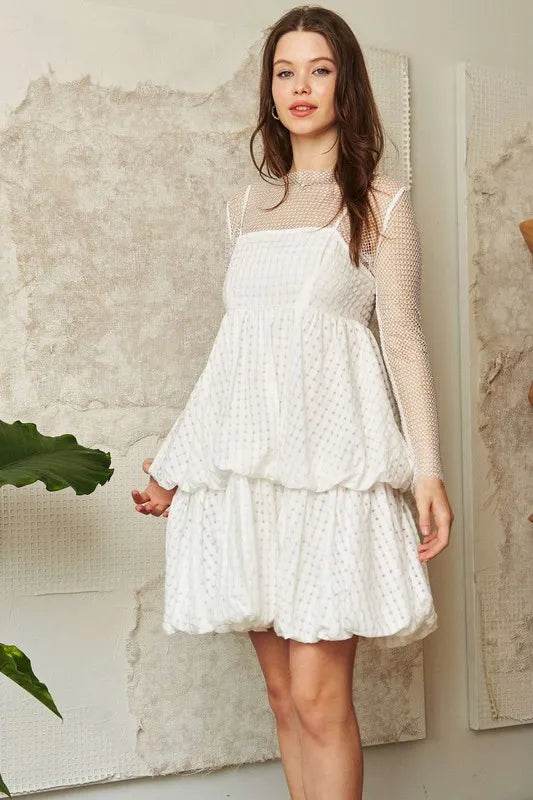 Davi & Dani Checker Print Side Pockets Textured Mini Dress