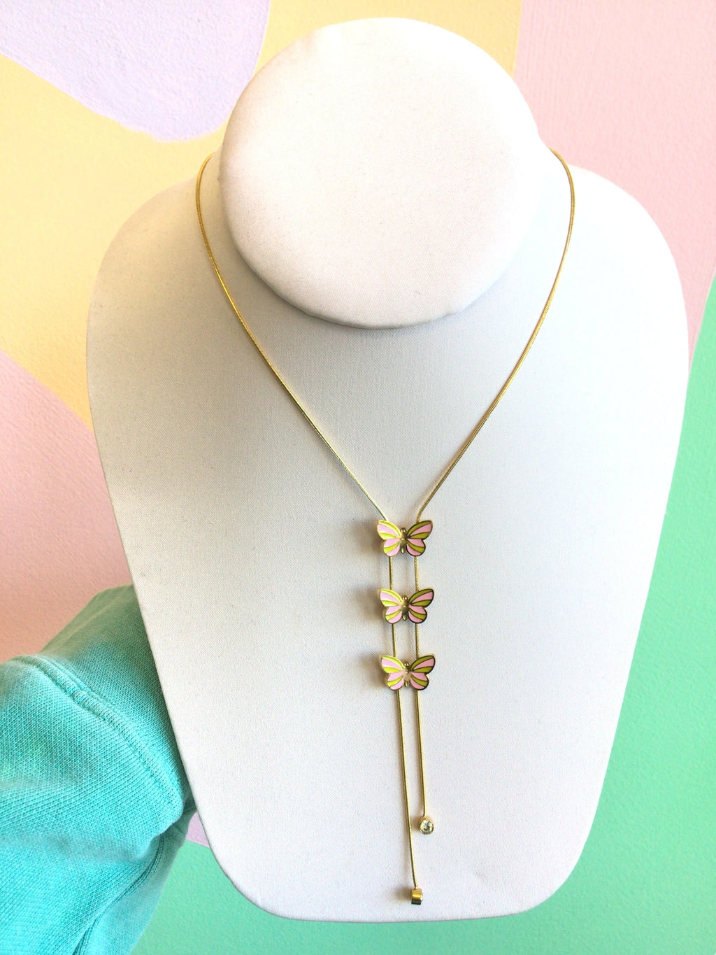 Titanium Butterfly Bolo Trio Necklace