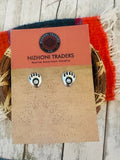 Navajo Howlite & Sterling Silver Bear Paw Stud Ear