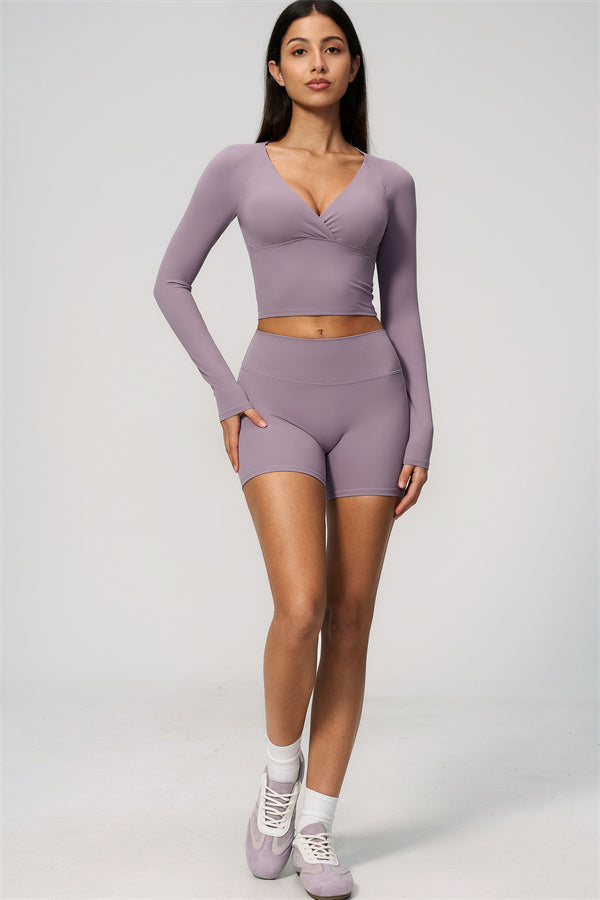 The Lox Long Sleeve Crop top Shorts 2-Piece Set