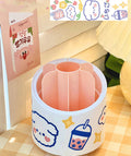 Large-capacity Cute Desktop Dust-proof Makeup Brush Storage Rotating Pen Holder