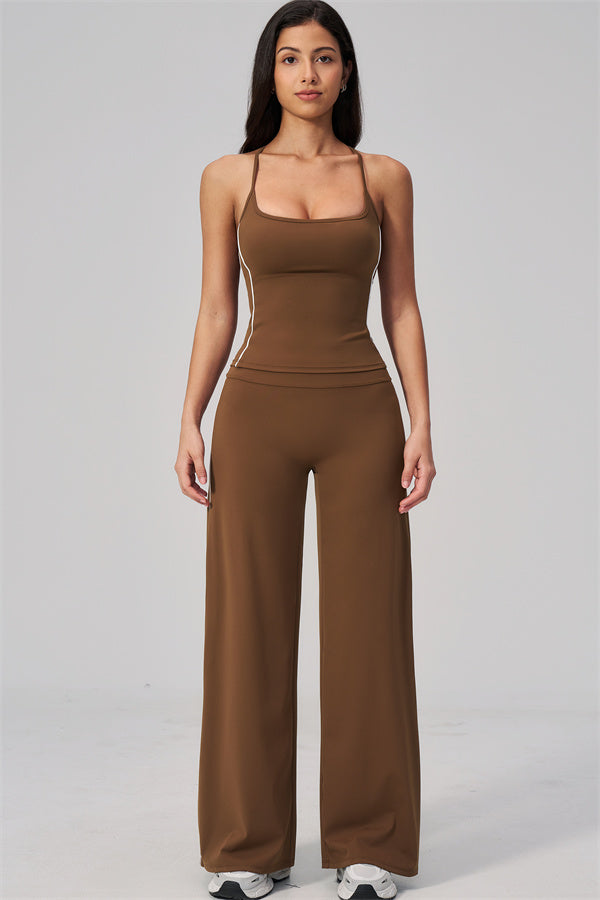 The Breathe Crop Top Straight Leg Pants 2-Piece Set