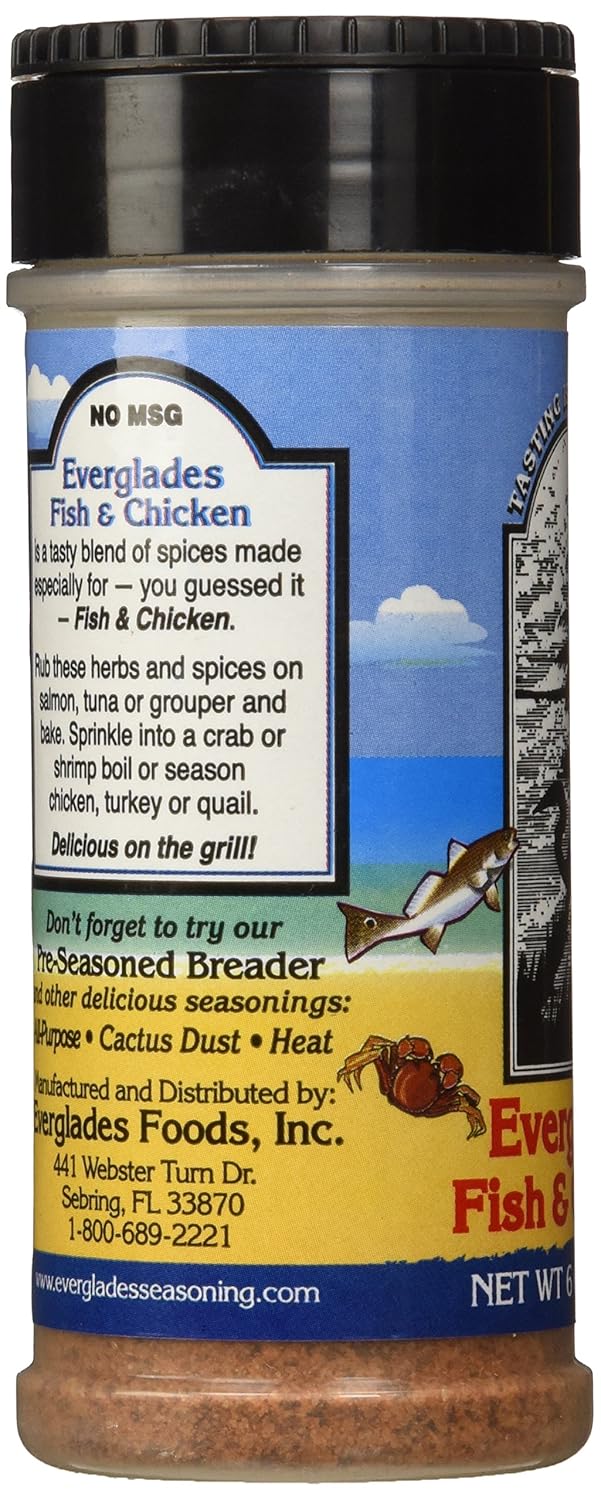 Everglades Fish & Chicken Seasoning 6 oz. Land & Sea Blend Made in USA