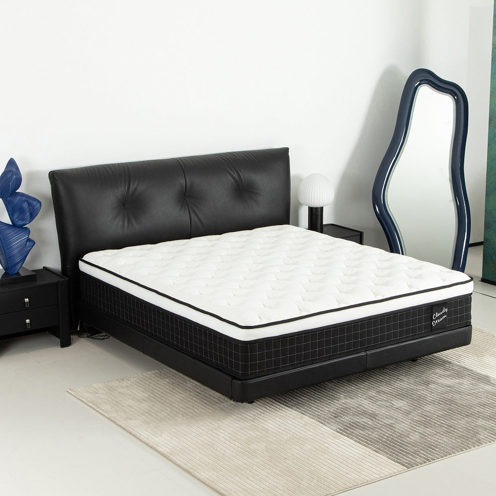 12 Inch Hybrid Mattress Individual Pocket Spring Memory Foam Cool Knitted Cover CertiPUR-US Black