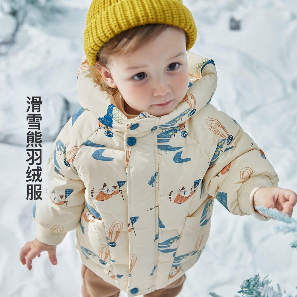 Children's Winter Duck Down Jacket with Cartoon Design