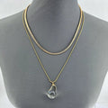 Double Layer Necklace with Clear Teardrop Pendant