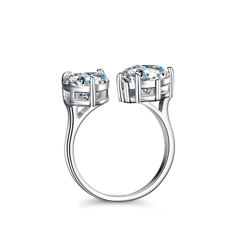 S925 Silver Moissanite Ring Women's Luxury Inlaid Special-shaped Heart