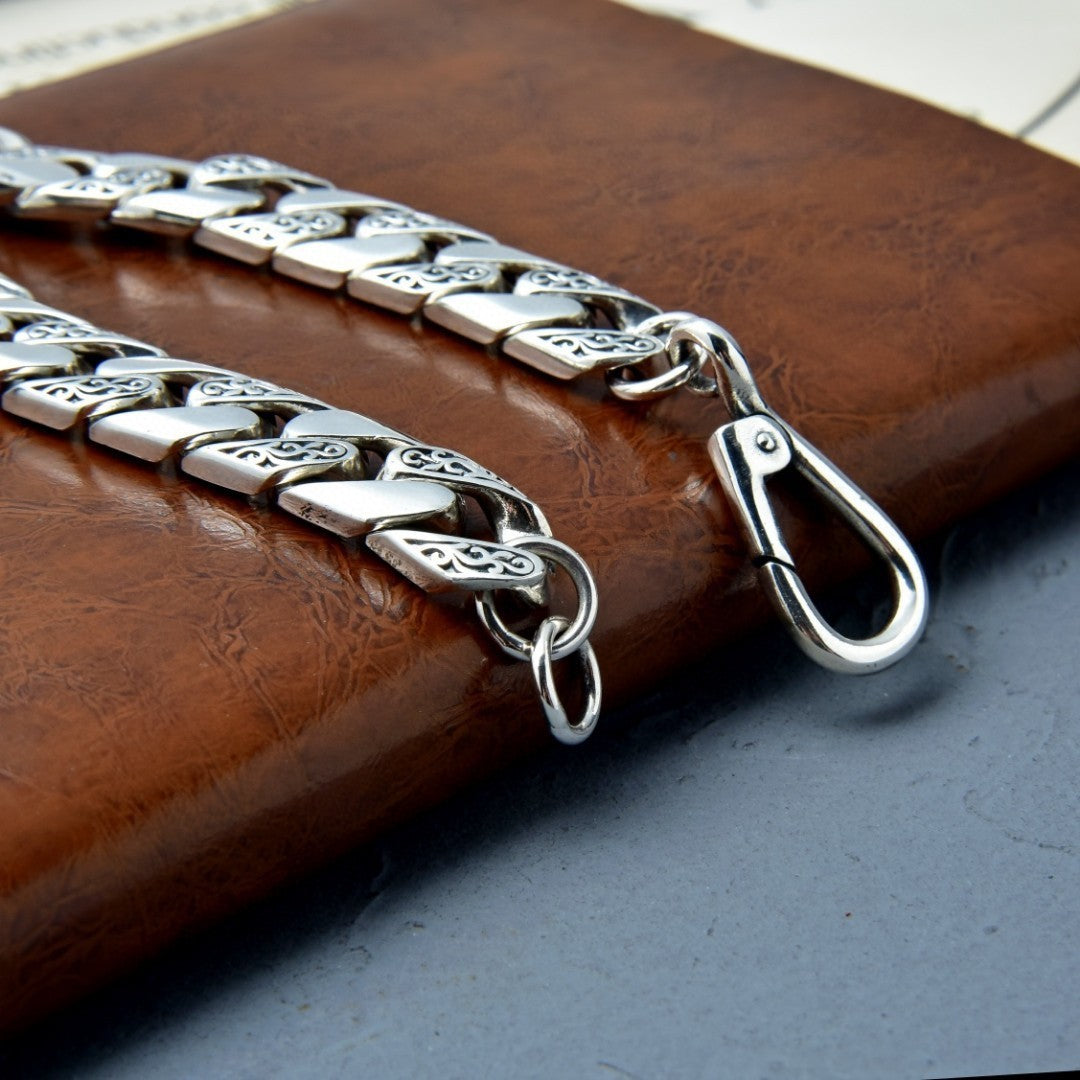 S925 Sterling Silver Domineering Personalized Bracelet Rattan Pattern Chain Body Fashion Rough Chain