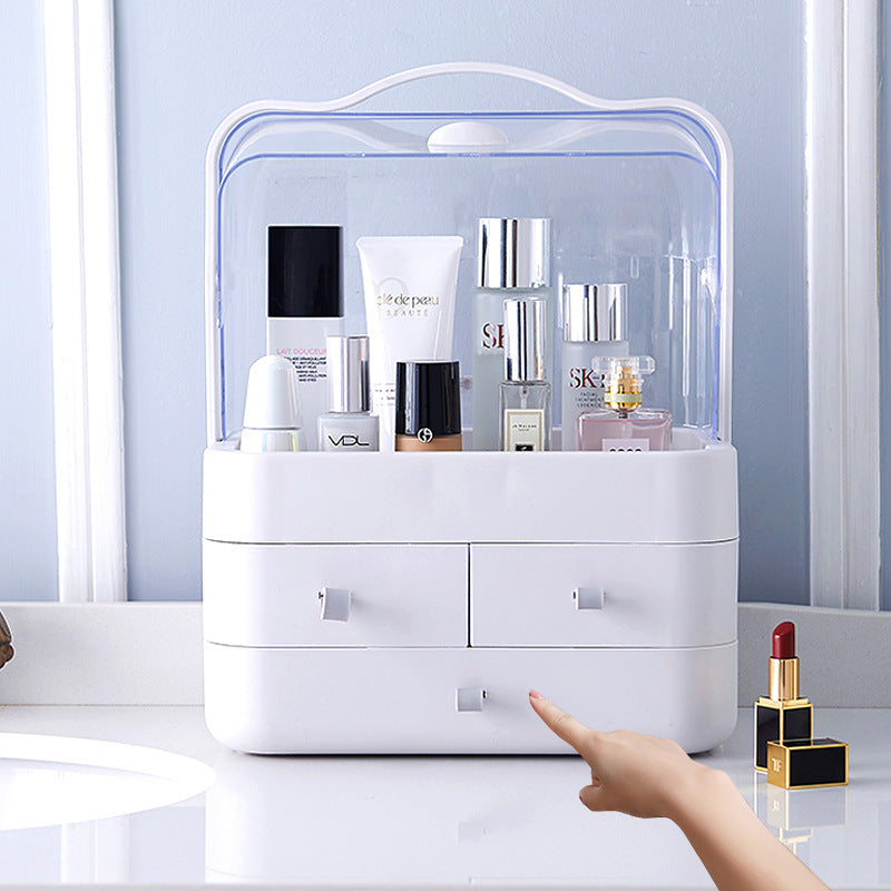 Double Door Dust Cover Makeup Storage Box Cosmetic Organizer