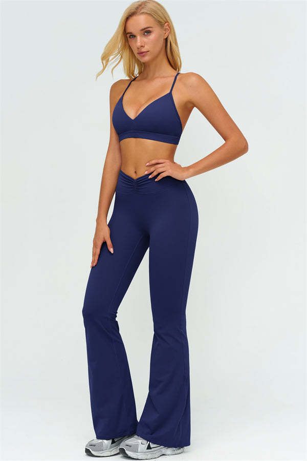 The Lushness Y-Back Sports Bra Flared Leggings 2-Piece Set