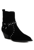 Rodeo Studded Real Suede Leather Ankle Boots