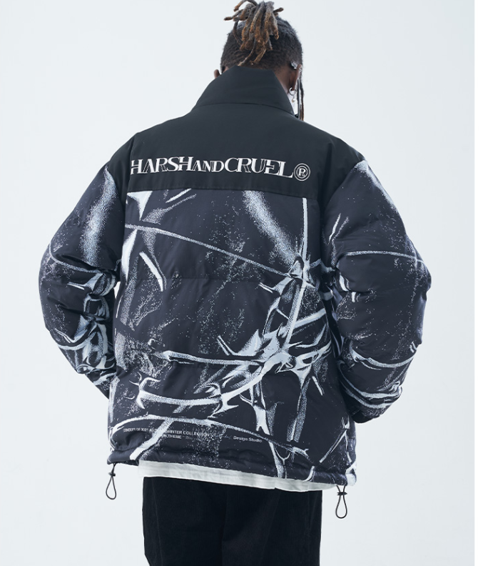 Custom TPU Drop Glue Label Stand-up Collar Warm And Thick Cotton Jacket