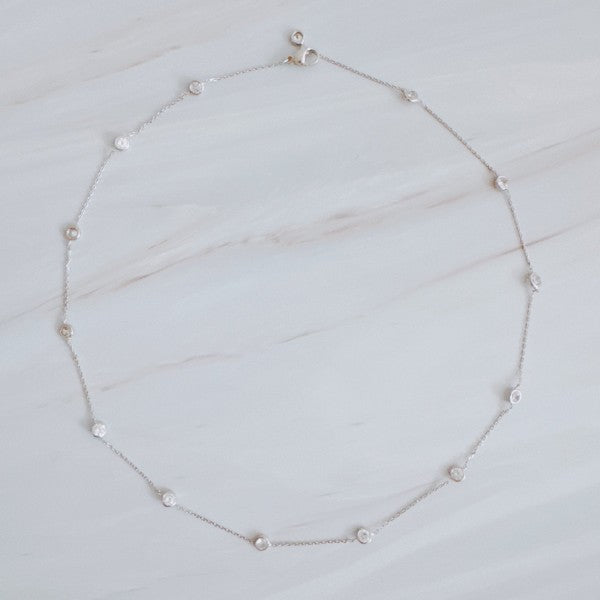 A Dozen Of Bezel Sparkle Station Necklace