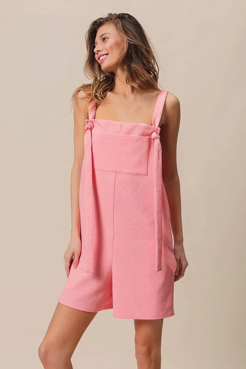 BiBi Texured Jacquard Romper with Side Pockets