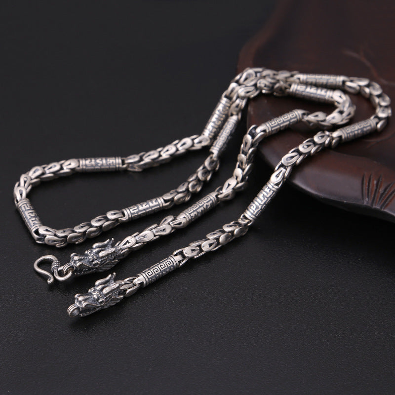 S925 Sterling Silver Men's Classic Vintage Thai Silver Necklace