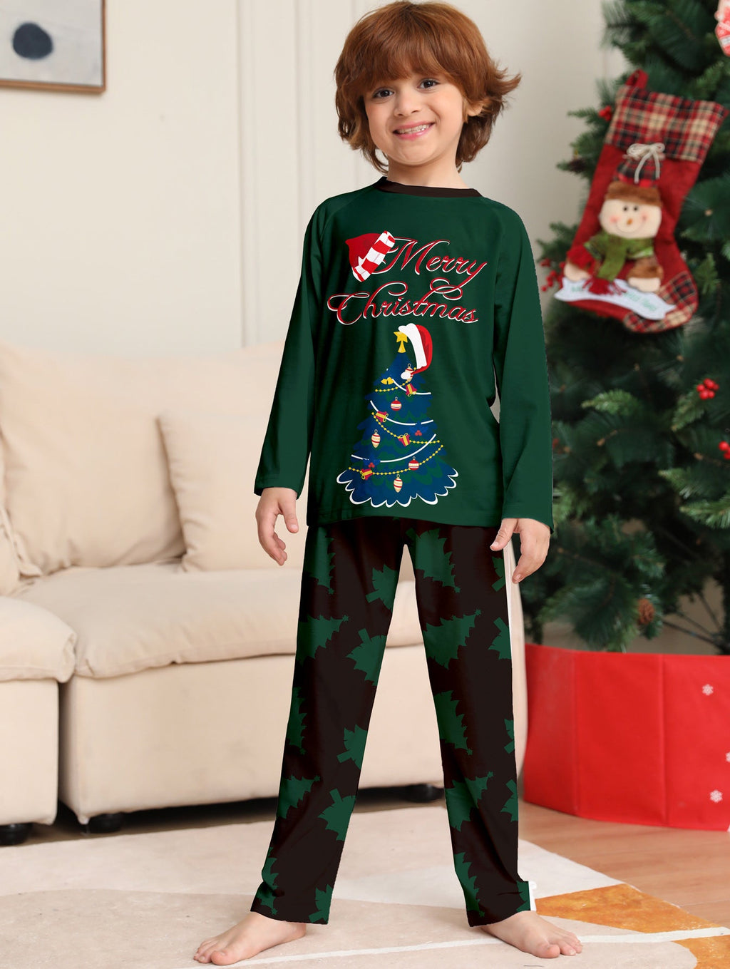 Tree Printed Long-sleeved Homewear Pajamas