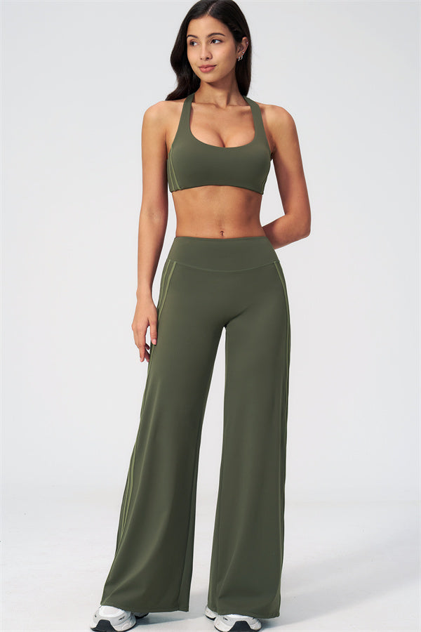 The Evoke Racerback Sports Bra Straight Leg Pants 2-Piece Set