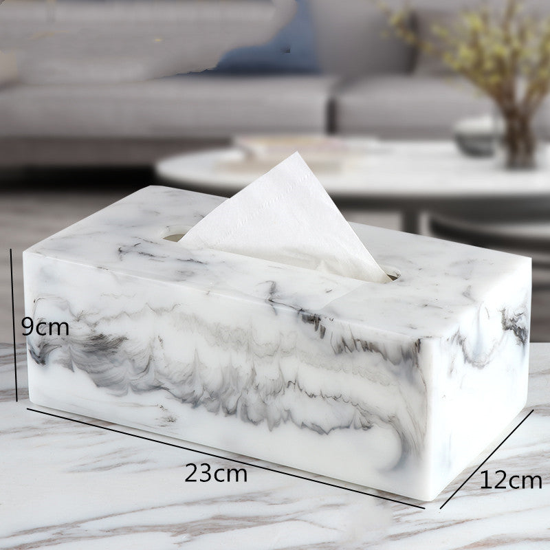 Living Room Simple Modern Light Luxury Creative Napkin Paper Box Marble Pattern