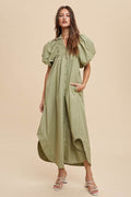Annie Wear Smocked Puff Sleeve Midi Dress - Stylish and Comfortable