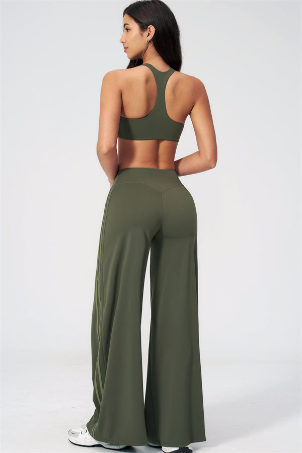 The Evoke Racerback Sports Bra Straight Leg Pants 2-Piece Set