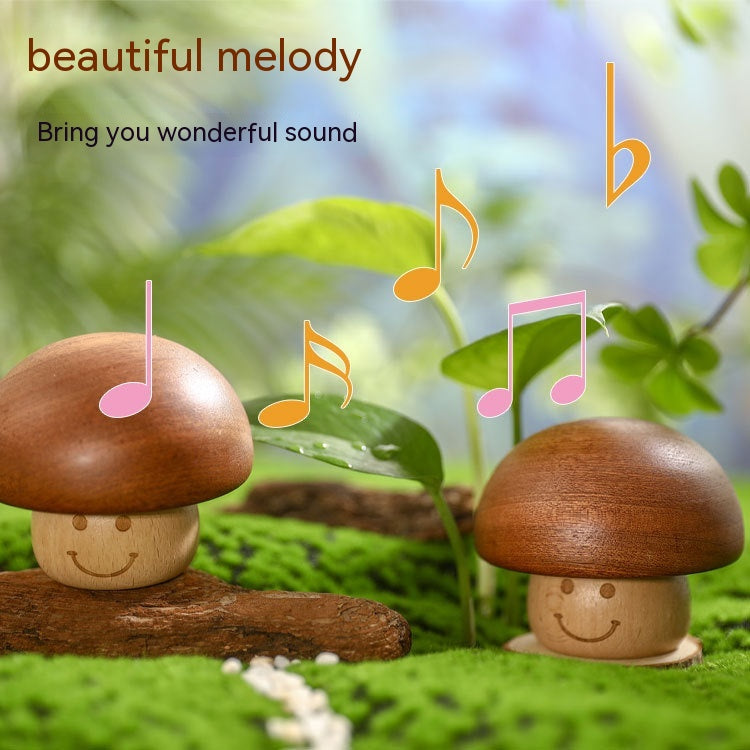 Wooden Decoration Rotatable Mushroom Music Box Sky City Birthday Gift Children's Wooden Toys