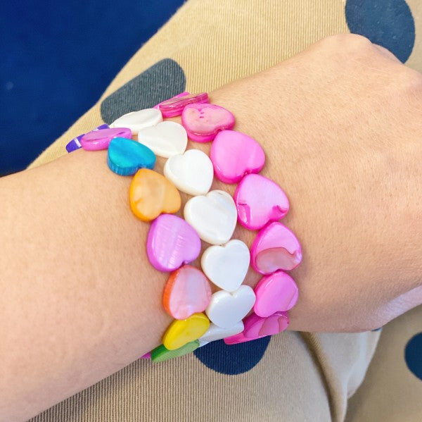 Shelly Heart Stretch Bracelet