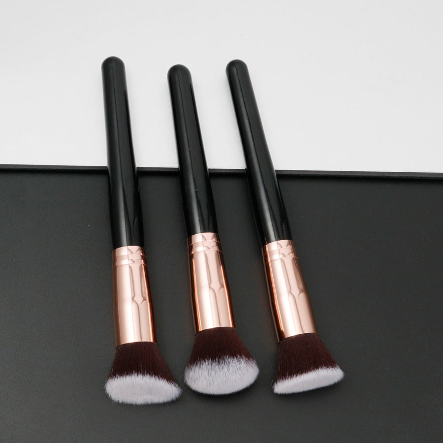Flat Head Bevel Three Piece Portable Makeup Brush