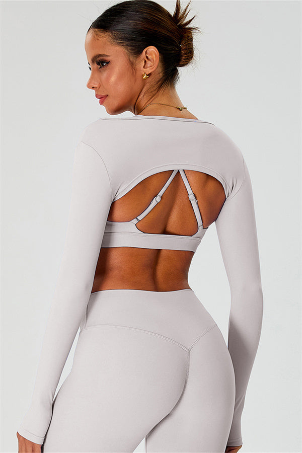 The Ember Sports Bra Crop Top Flared Leggings 3-Piece Set