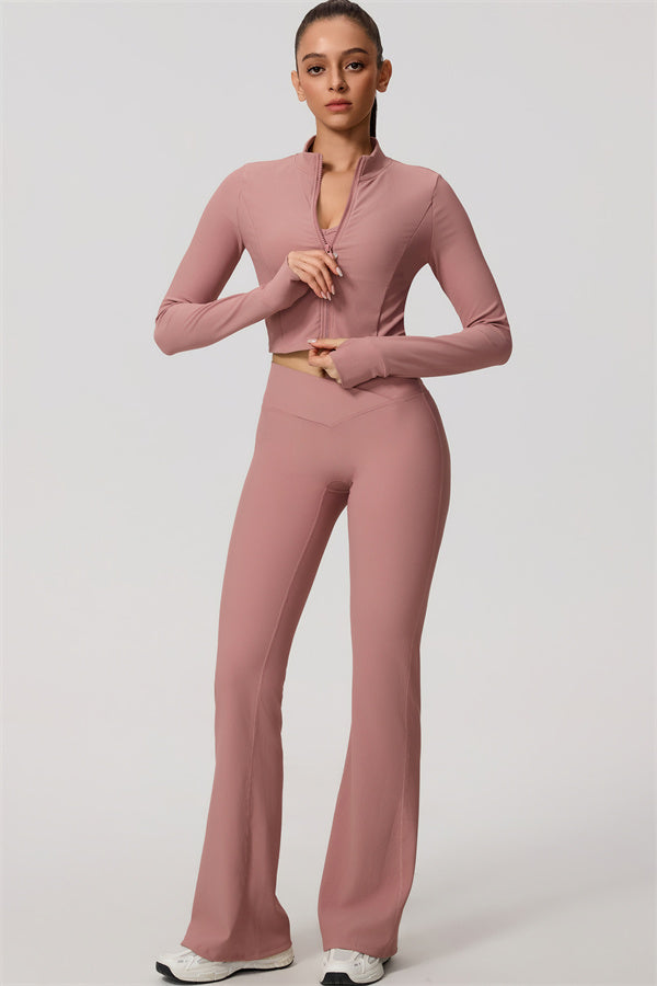 The Daze Zip Jacket Flared Leggings 2-Piece Set