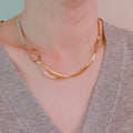 Knotted Two Tone Herringbone Chain Necklace