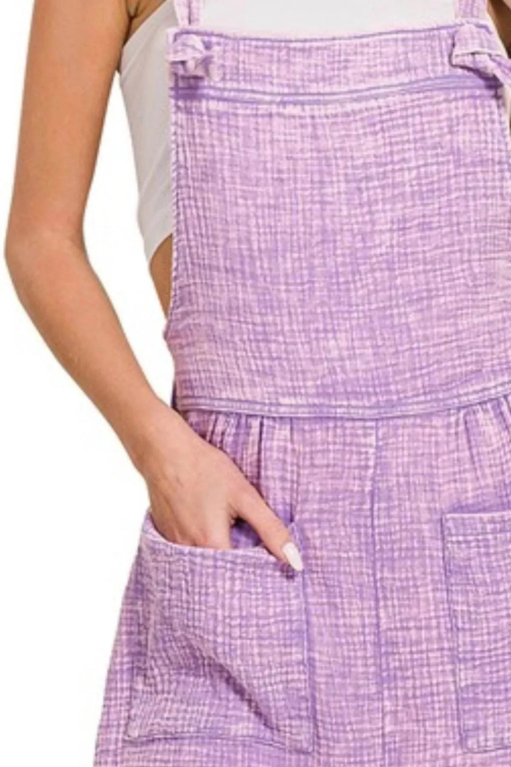 Zenana Woven Double Gauze Acid Washed Romper