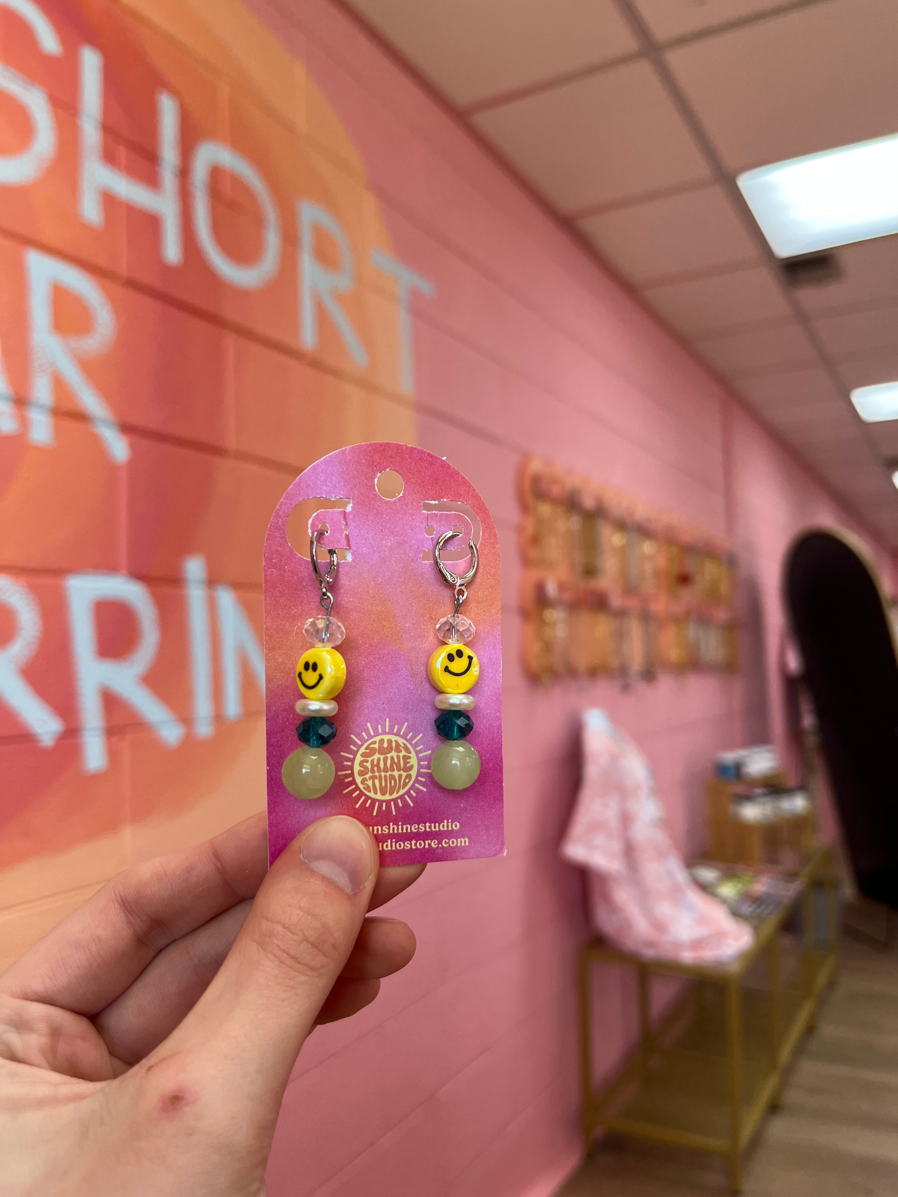 Glass Beaded Smiley Face Earrings