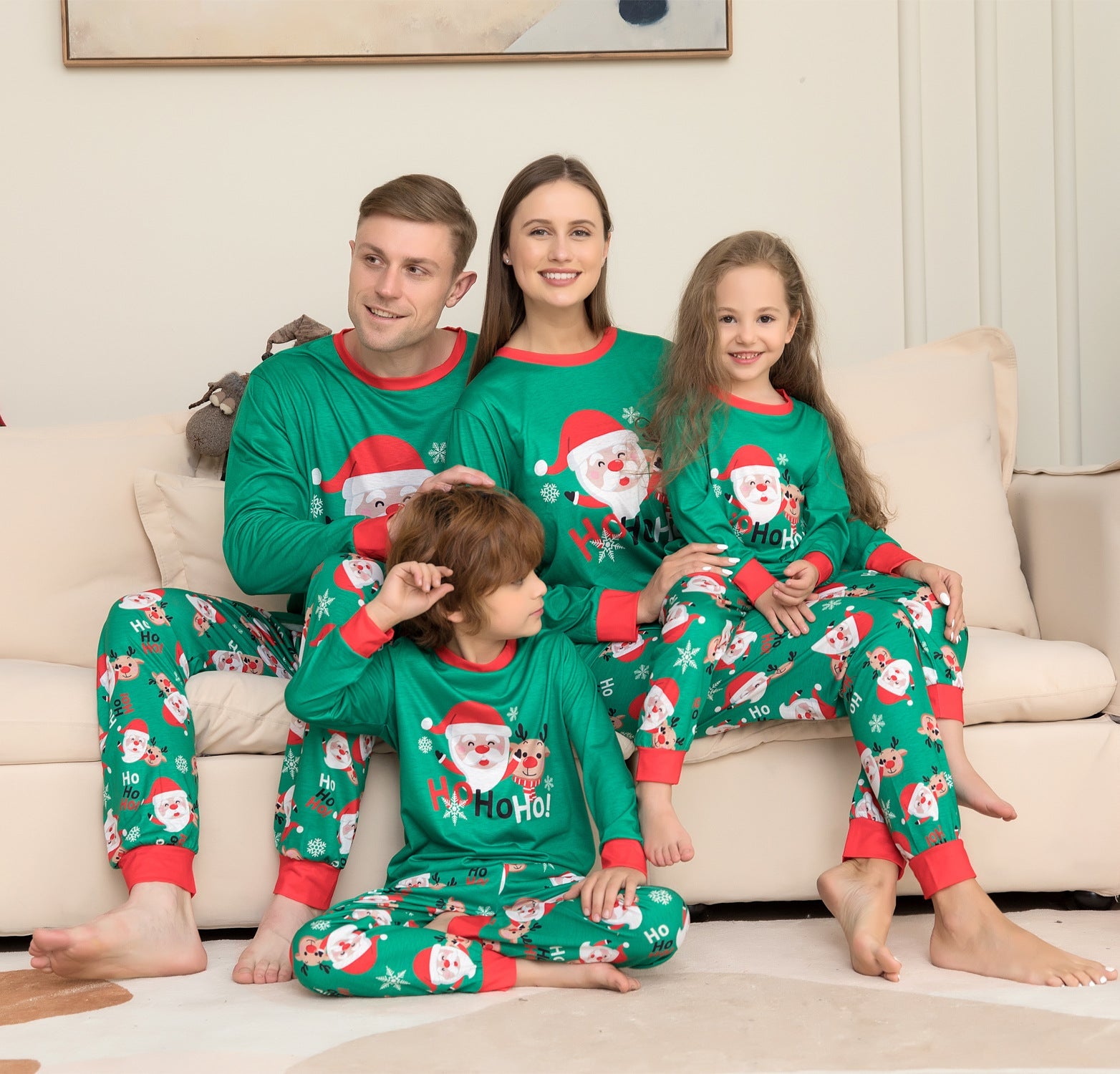 Pajamas For Family Matching Family PJs Sets Santa Claus Printed Top Sleepwear