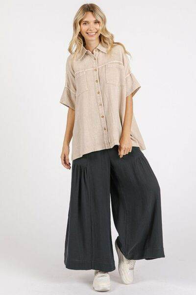 Mittoshop Mineral Wash Gauze Oversized Short Sleeve Shirt