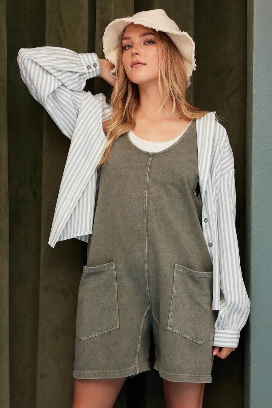 Mittoshop Low Scoop Neck Tank Washed French Terry Romper