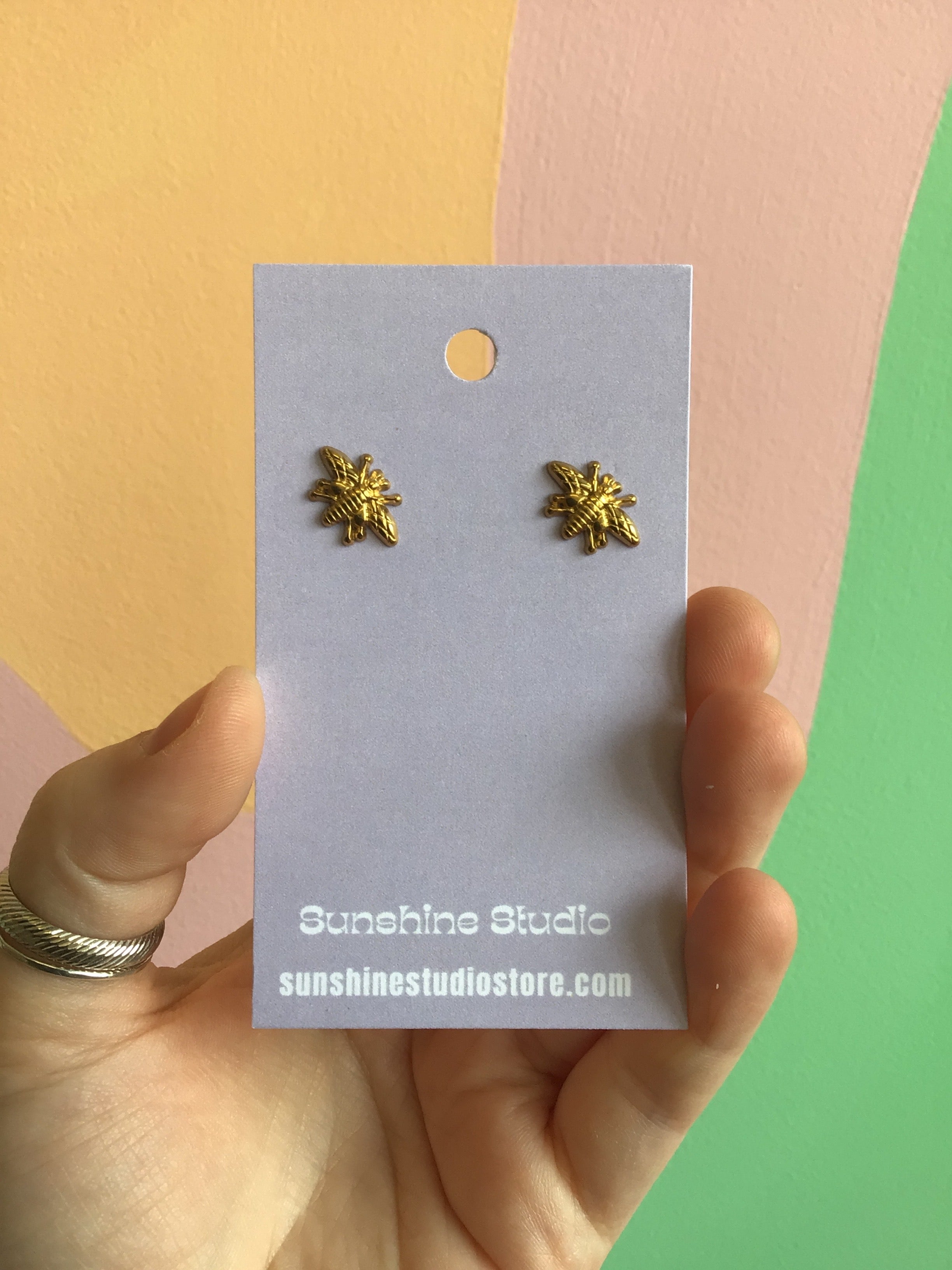 Tiny Miner Bee Studs