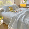 Pure Cotton Solid Color Washed Quilted Quilt Bed Cover Three Piece Set