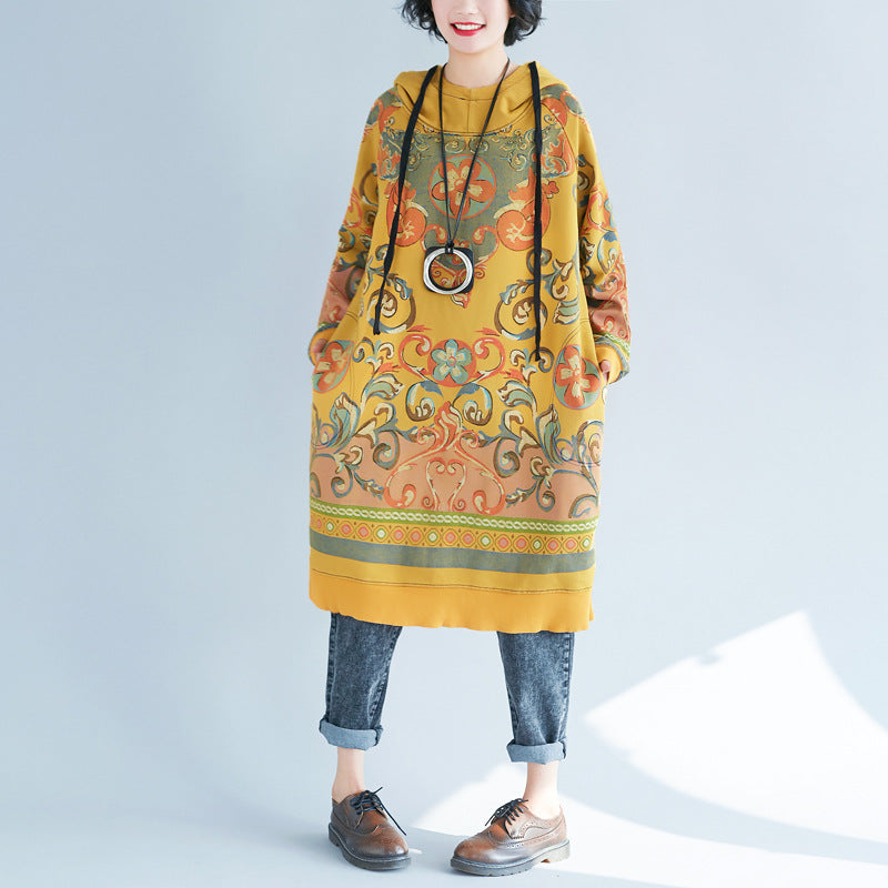 Women's printed long hoodie