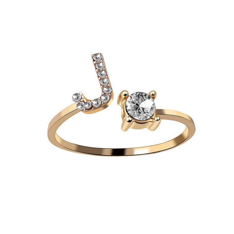 Free Adjustable 26 Initial Letter Ring Fashion Jewelry For Women Simple Elegant Jewelry