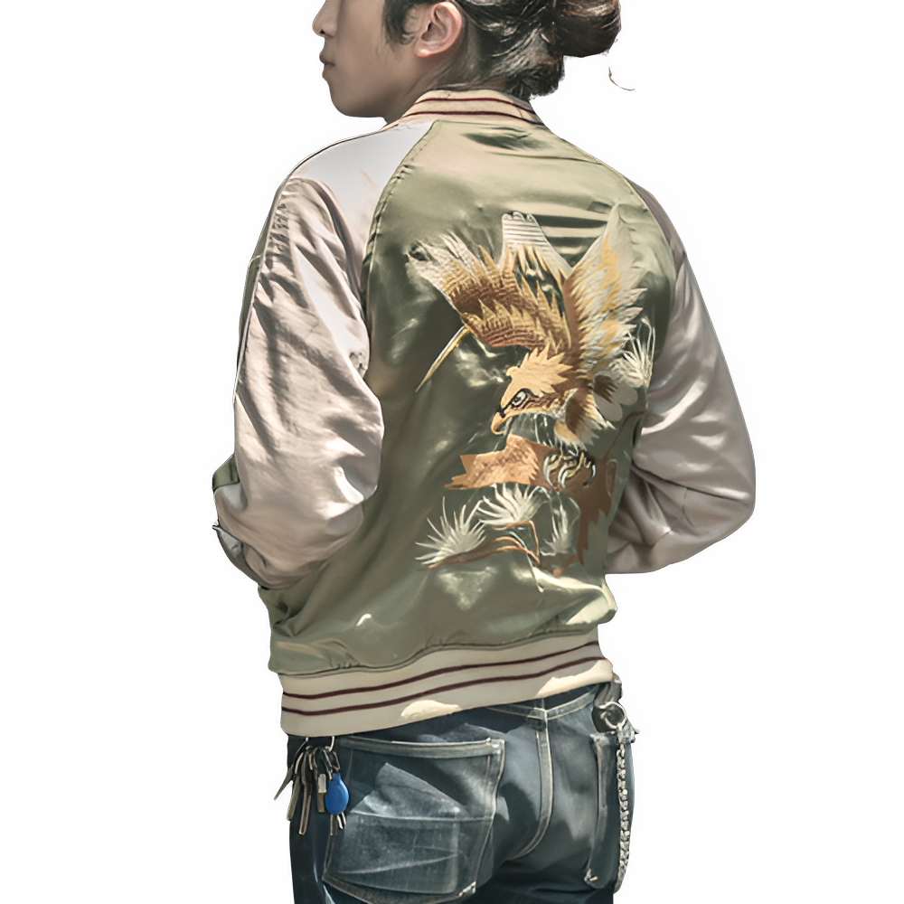 Non Stock Men's Yokosuka Baseball Jacket Dragon Tiger Falcon Embroidered Short Jacket