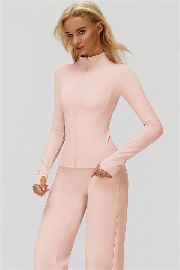 The FemmeFit Zip Jacket Straight Leg Pants 2-Piece Set