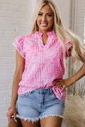 Cynthia Ric Rac Trim Flutter Sleeve Notch V Neck B