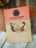 Navajo Mother of Pearl & Sterling Silver Hoop Earr