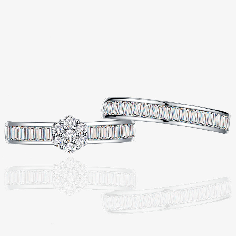 Baguette Zircon Row Diamond Ring Women's Silver