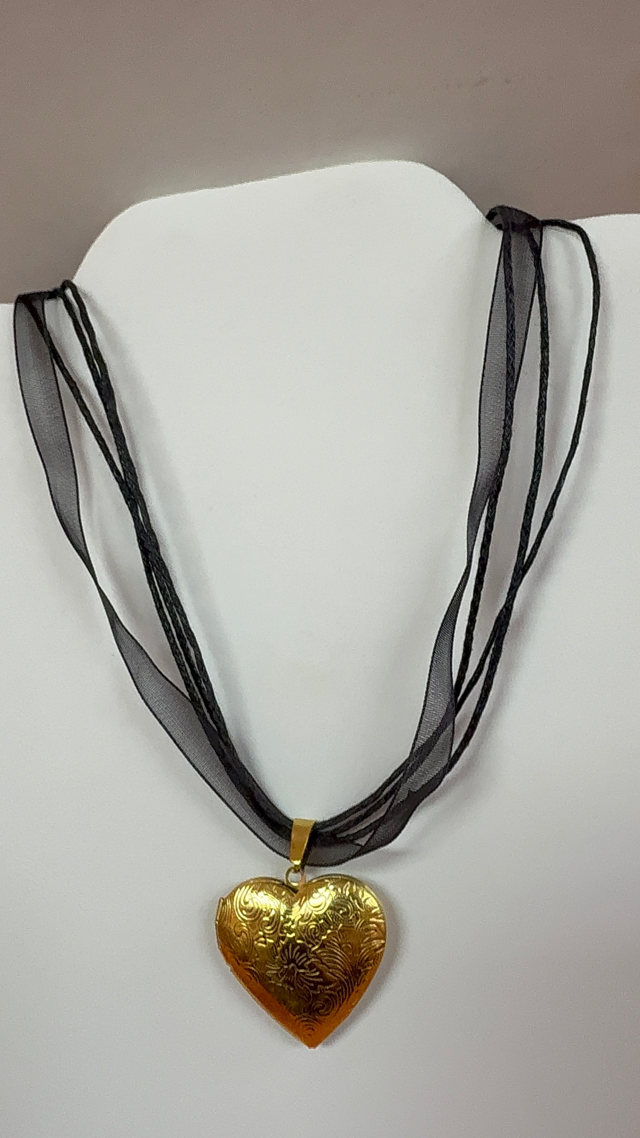 Black Ribbon Titanium Charm Necklaces